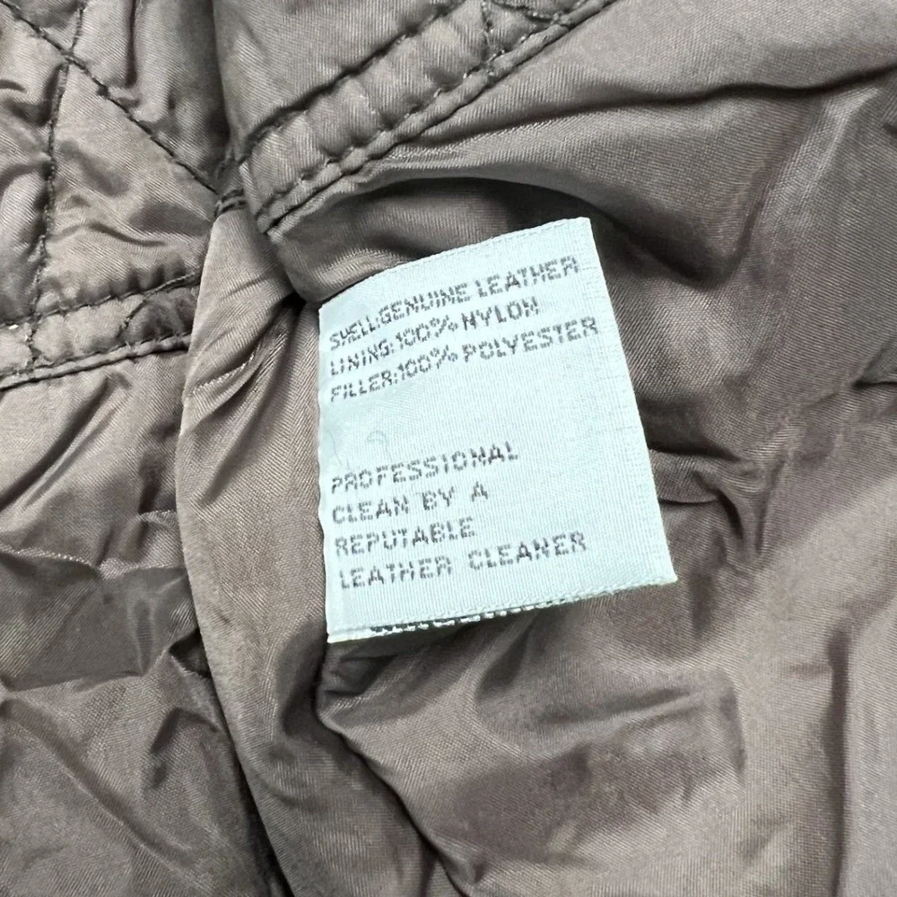 New Order Leather Bomber Jacket Mens M Brown Vintage Quilted Utility